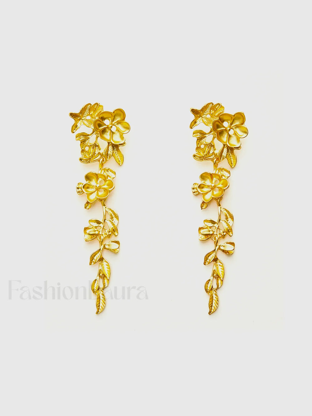 Floral Fringed Earrings Gold / One Size Earrings