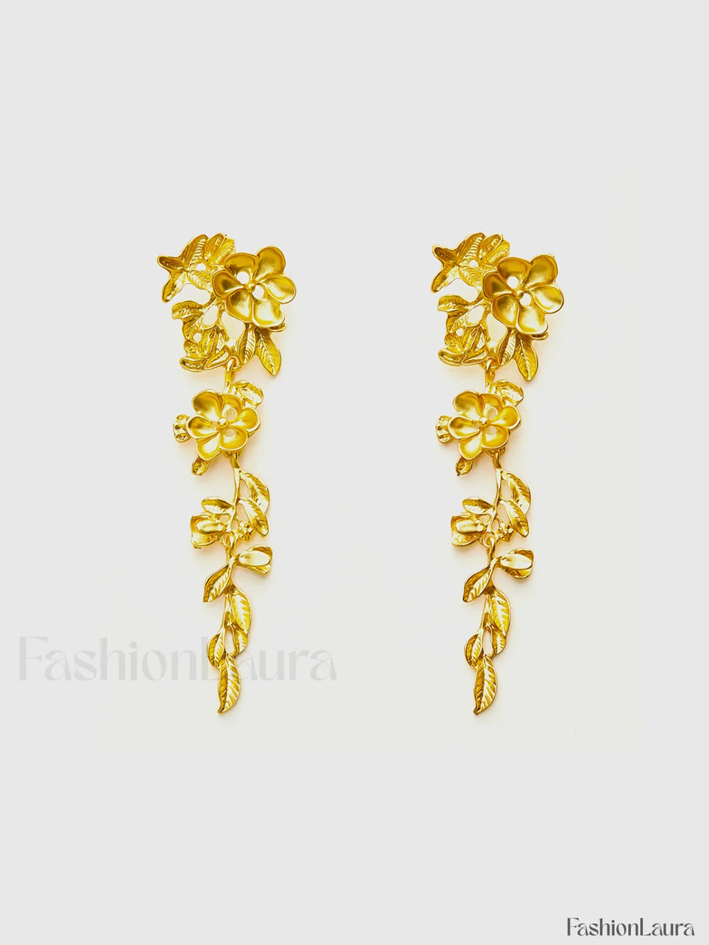 Floral Fringed Earrings Gold / One Size Earrings