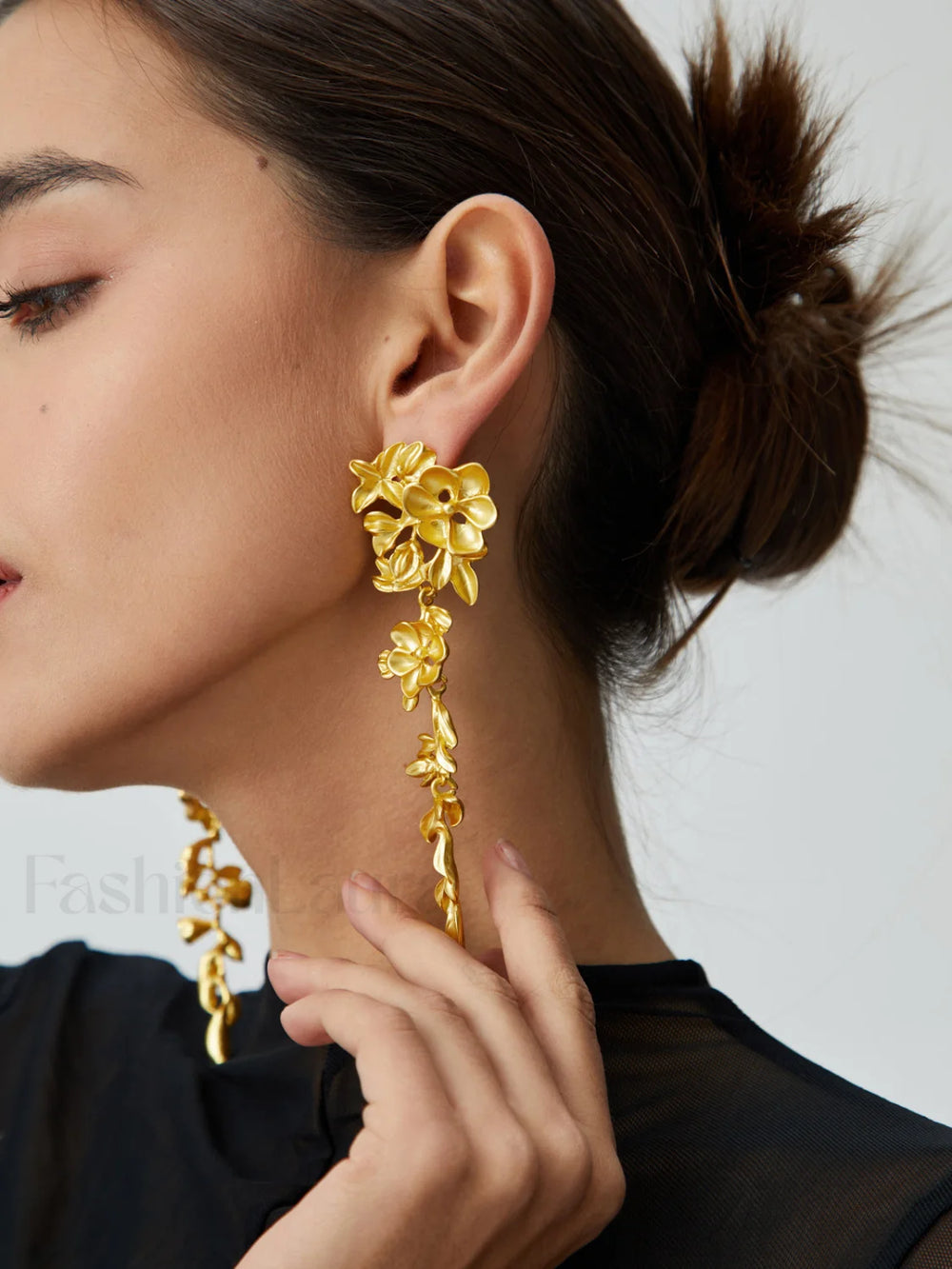 Floral Fringed Earrings Gold / One Size Earrings