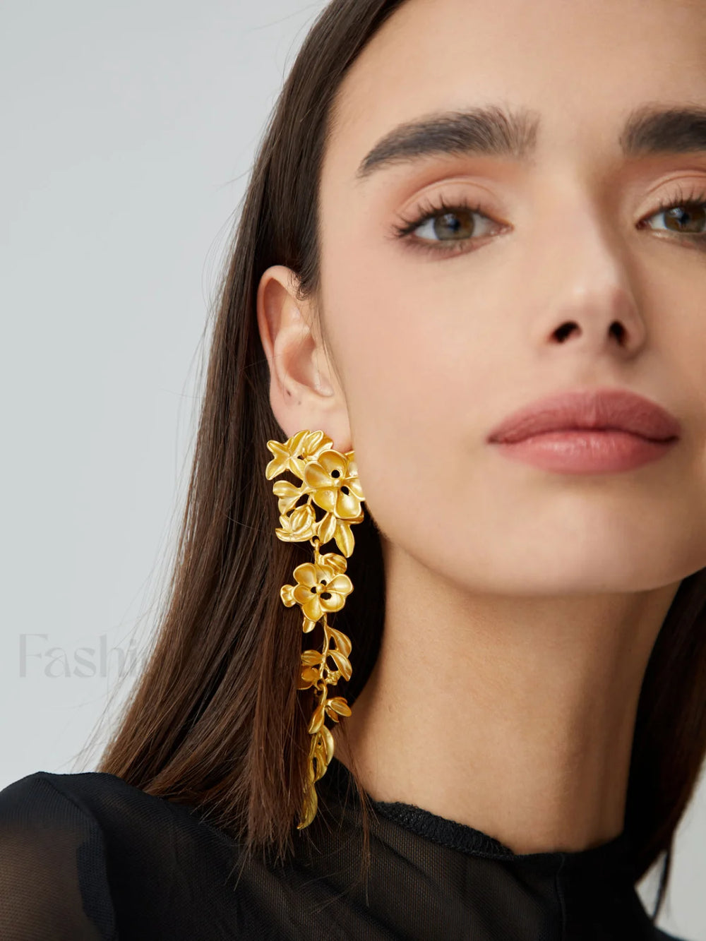 Floral Fringed Earrings Gold / One Size Earrings