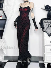 Floral Grunge Lolita Witchy Harajuku Flocking Fairy Sleeveless Vintage Camisole Dress