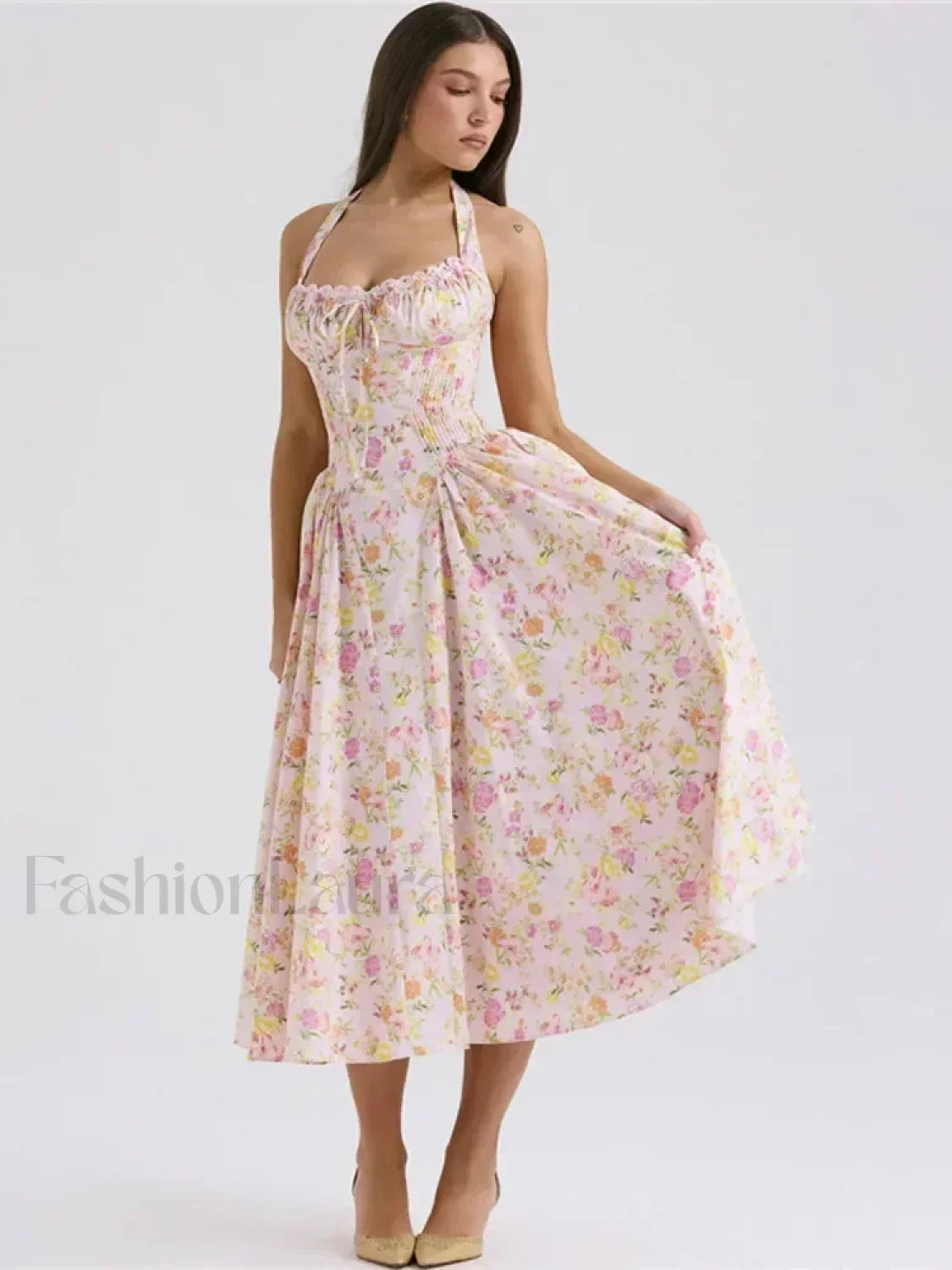 Floral Halter Backless Midi Dress Secondary image