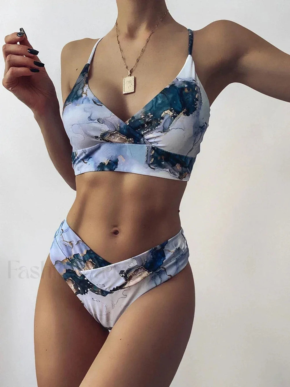 Floral Halter Padded Bikini Set PURPLE / S