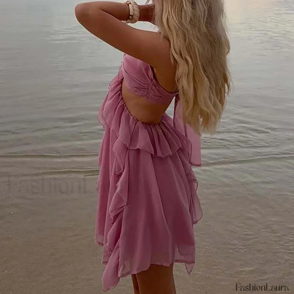Floral Halter Pleated Mini Dress