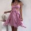 Floral Halter Pleated Mini Dress PINK / S