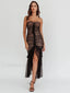Floral Halter Printed Midi Dress Black / M