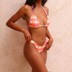 Floral Halter Thong Bikini Set Pink / S