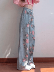 Floral High Rise Boyfriend Jeans Jeans
