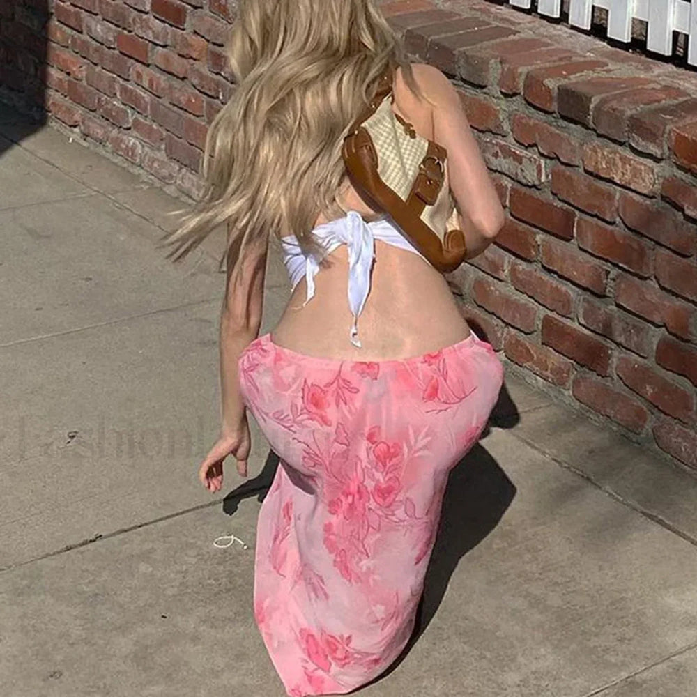 Floral Hip Slim Midi Skirt