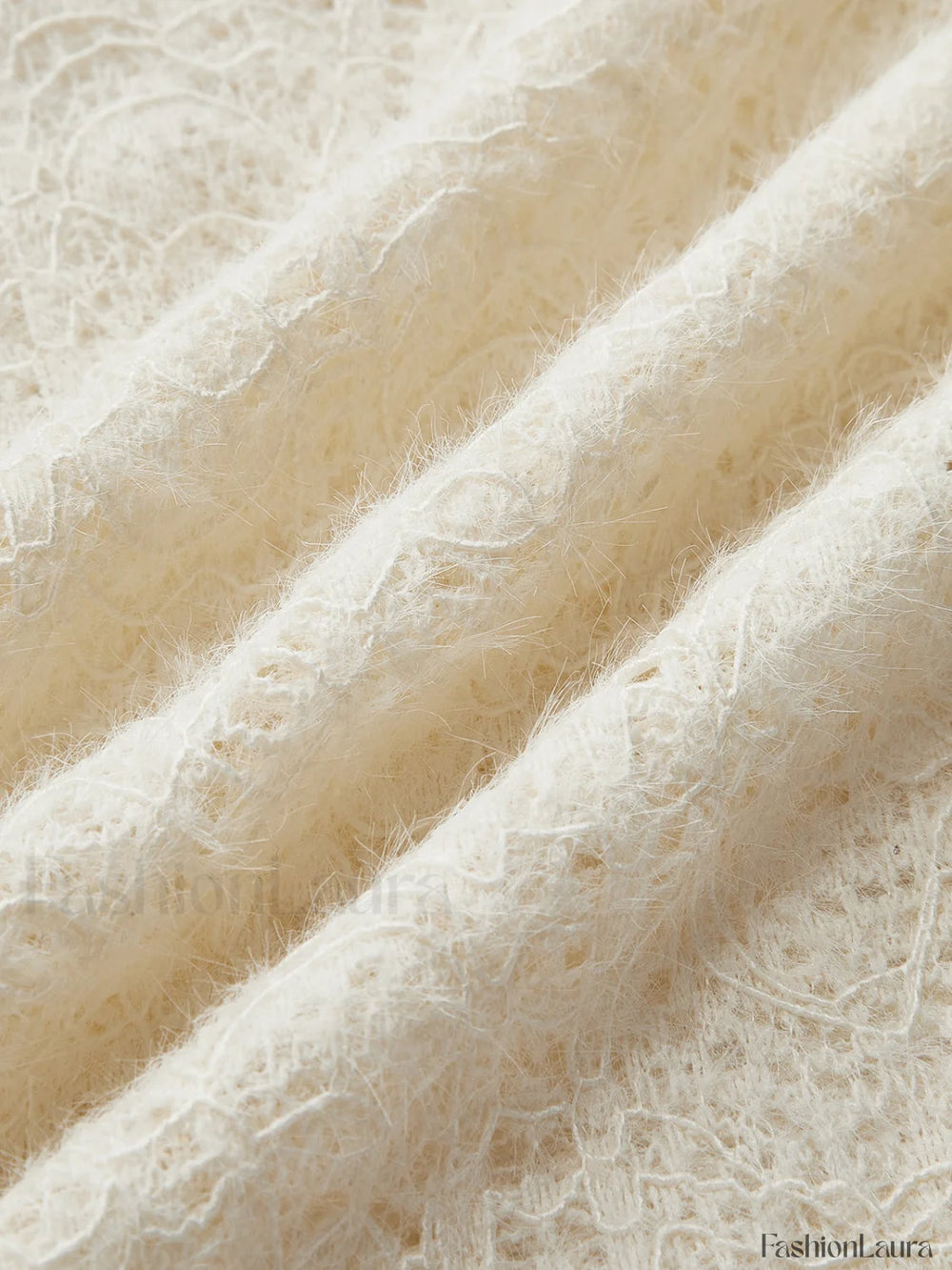 Floral Hollow Knit Crew Neck Long Sleeve Top T Shirts