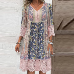 Floral Hooded A Line Boho Dress