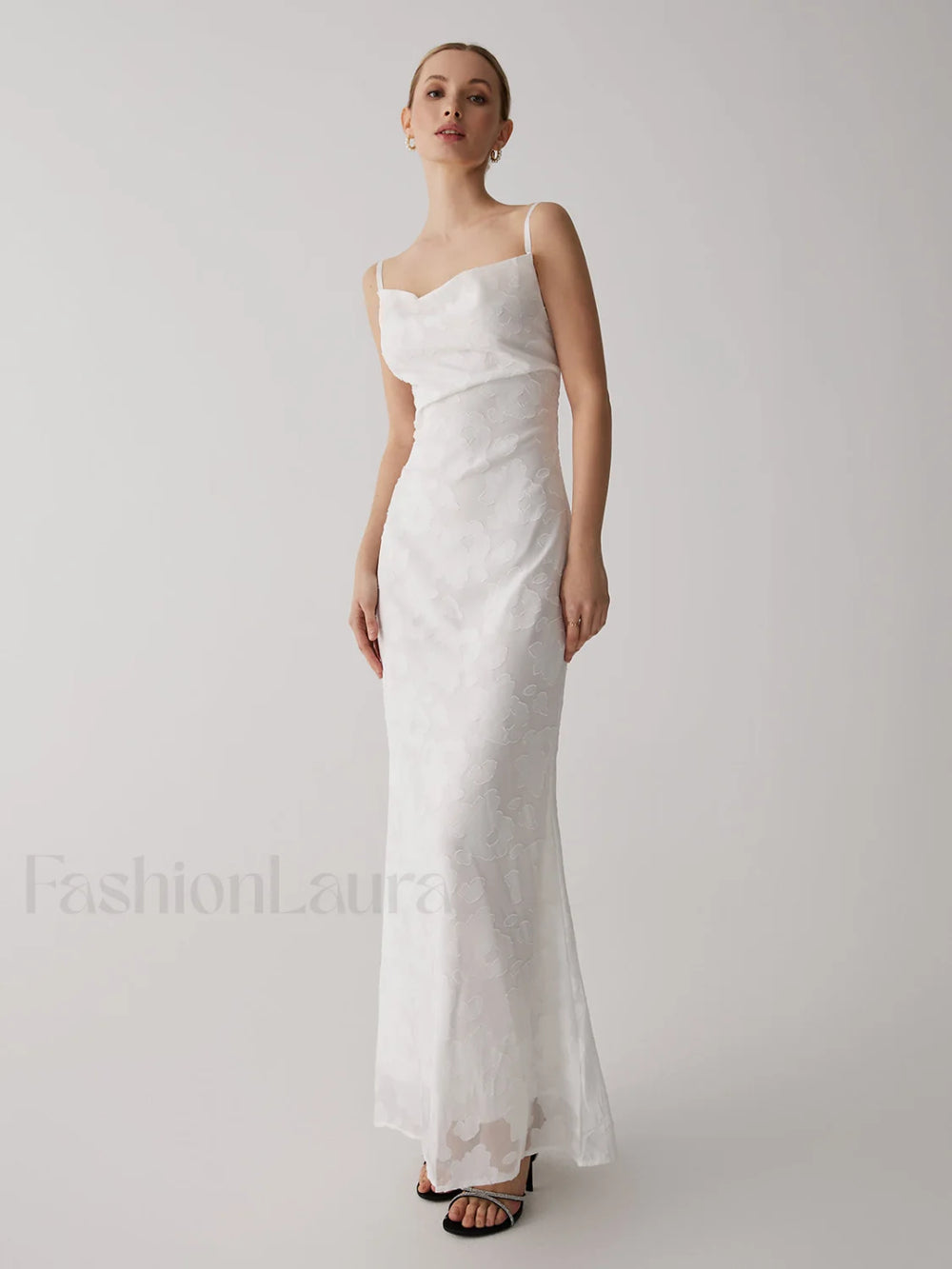 Floral Jacquard Open Trendy Back Long Dress Dresses