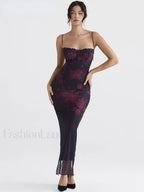 Floral Lace Backless Maxi Dress
