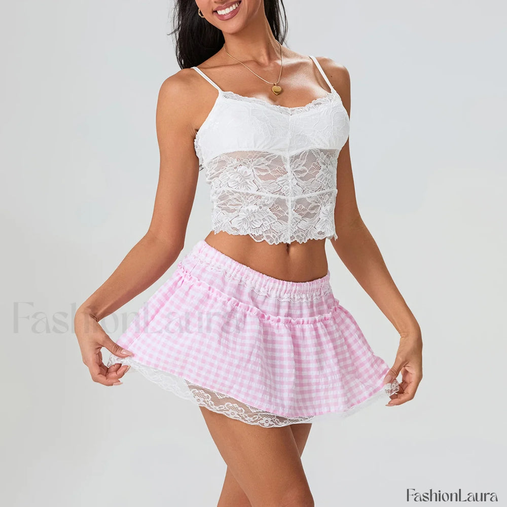 Floral Lace Patchwork Mini Skirt