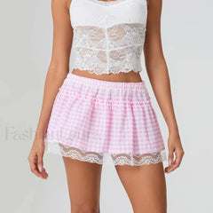 Floral Lace Patchwork Mini Skirt