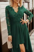 Floral Lace Satin Charming Maxi Prom Dress