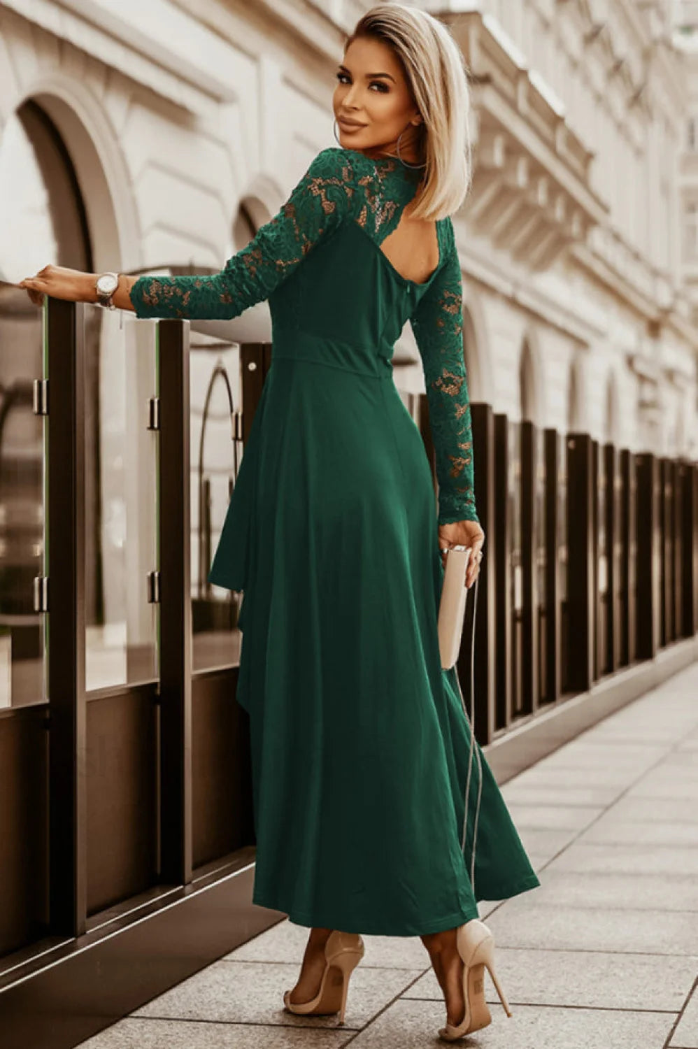 Floral Lace Satin Charming Maxi Prom Dress Secondary image