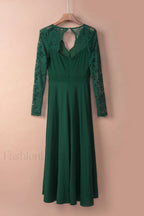 Floral Lace Satin Charming Maxi Prom Dress