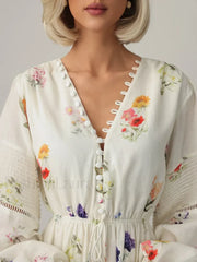 Floral Lantern Sleeve Boho Dress