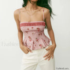 Floral Low Cut Backless Crop Top