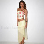 Floral Mesh Vacation Semi perspective Skirt