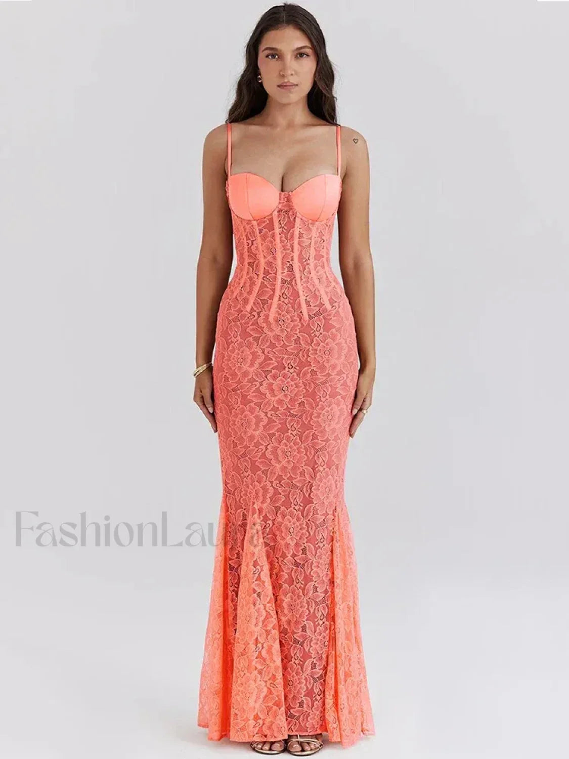 Floral Orange Spaghetti Maxi Dress Main image