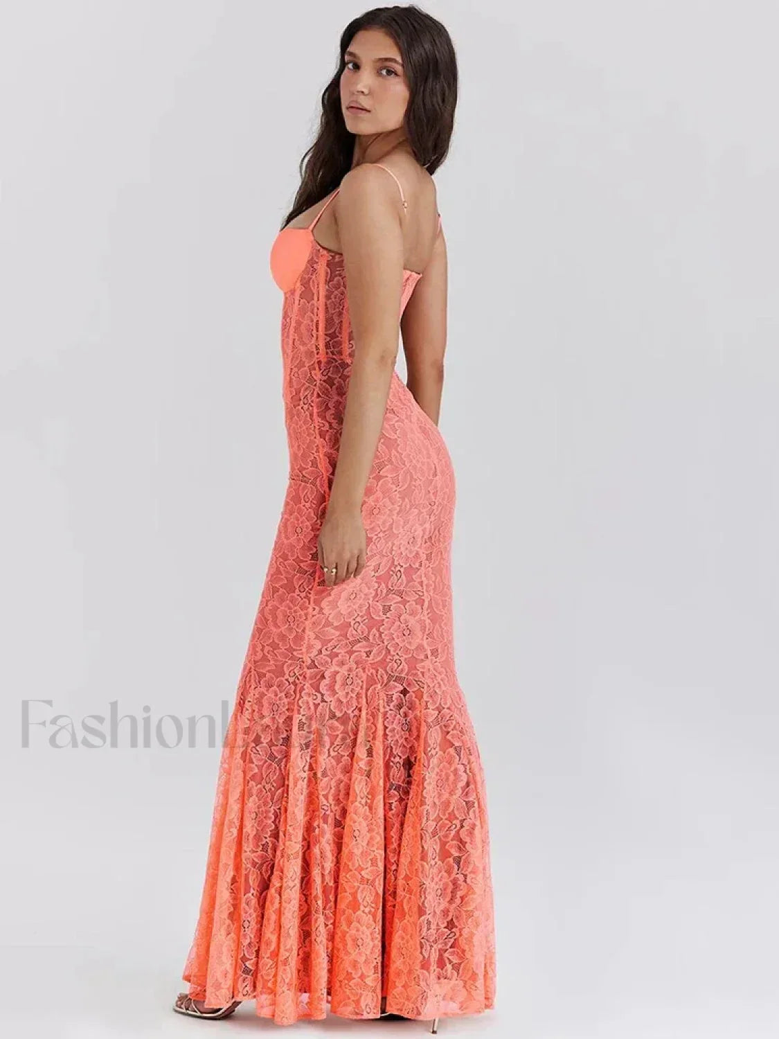 Floral Orange Spaghetti Maxi Dress Secondary image