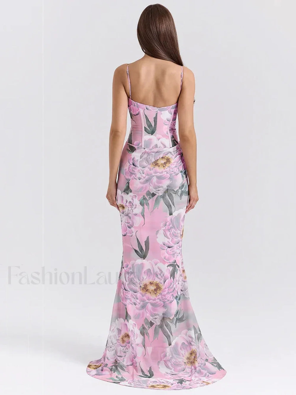 Floral Pink Spaghetti Strap Maxi Dress