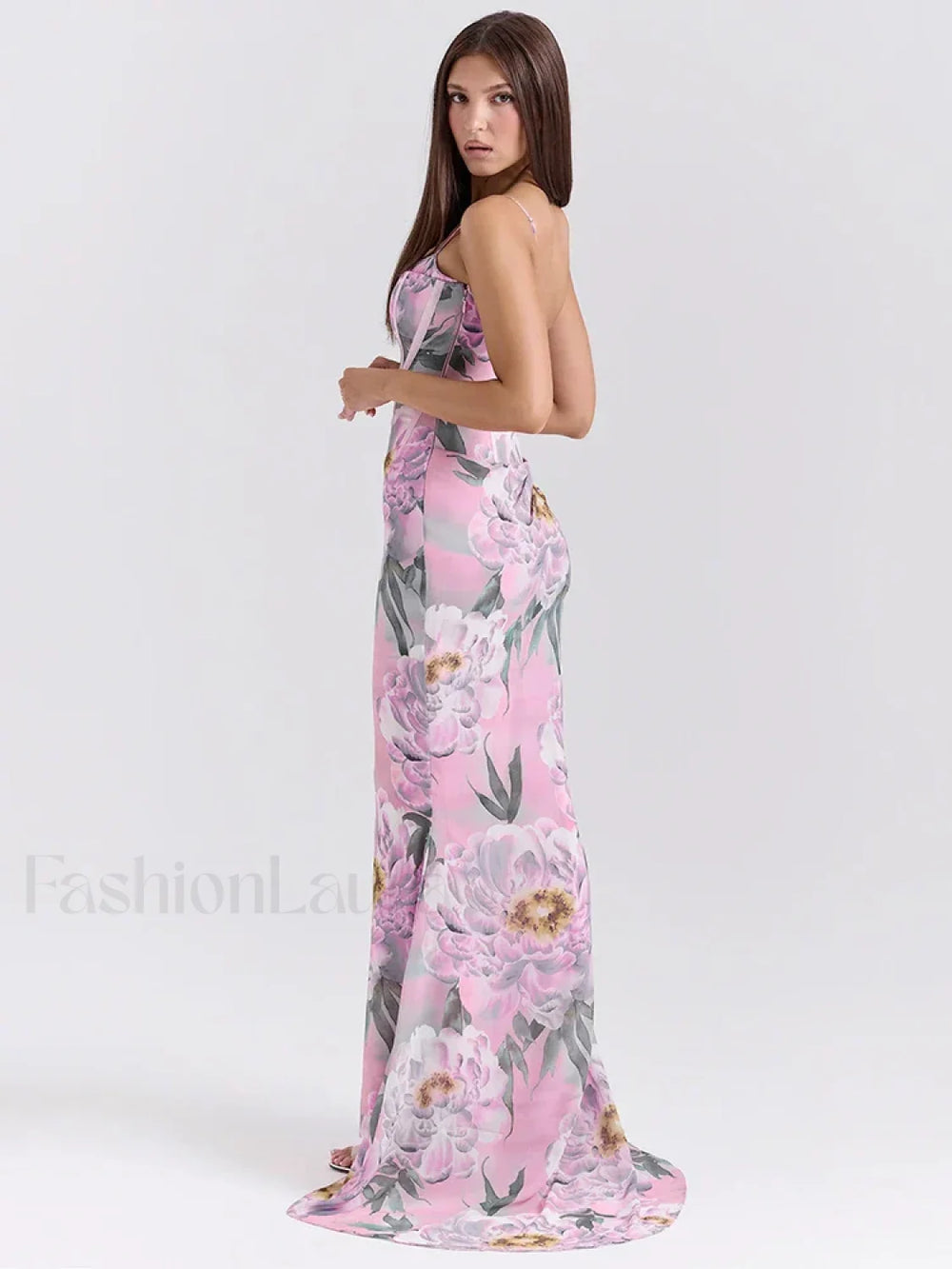 Floral Pink Spaghetti Strap Maxi Dress