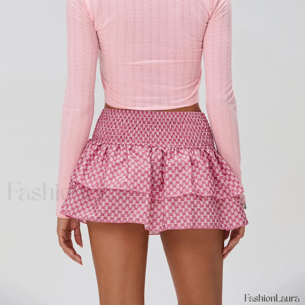 Floral Pleated Bohemian Mini Skirt