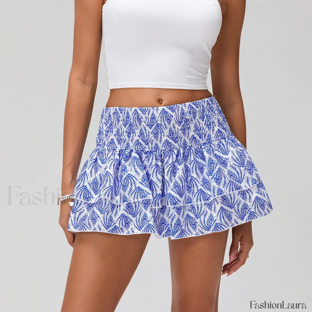 Floral Pleated Bohemian Mini Skirt