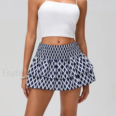 Floral Pleated Bohemian Mini Skirt BLACK / S