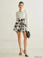 Floral Print Button Detail Skirt Skirts