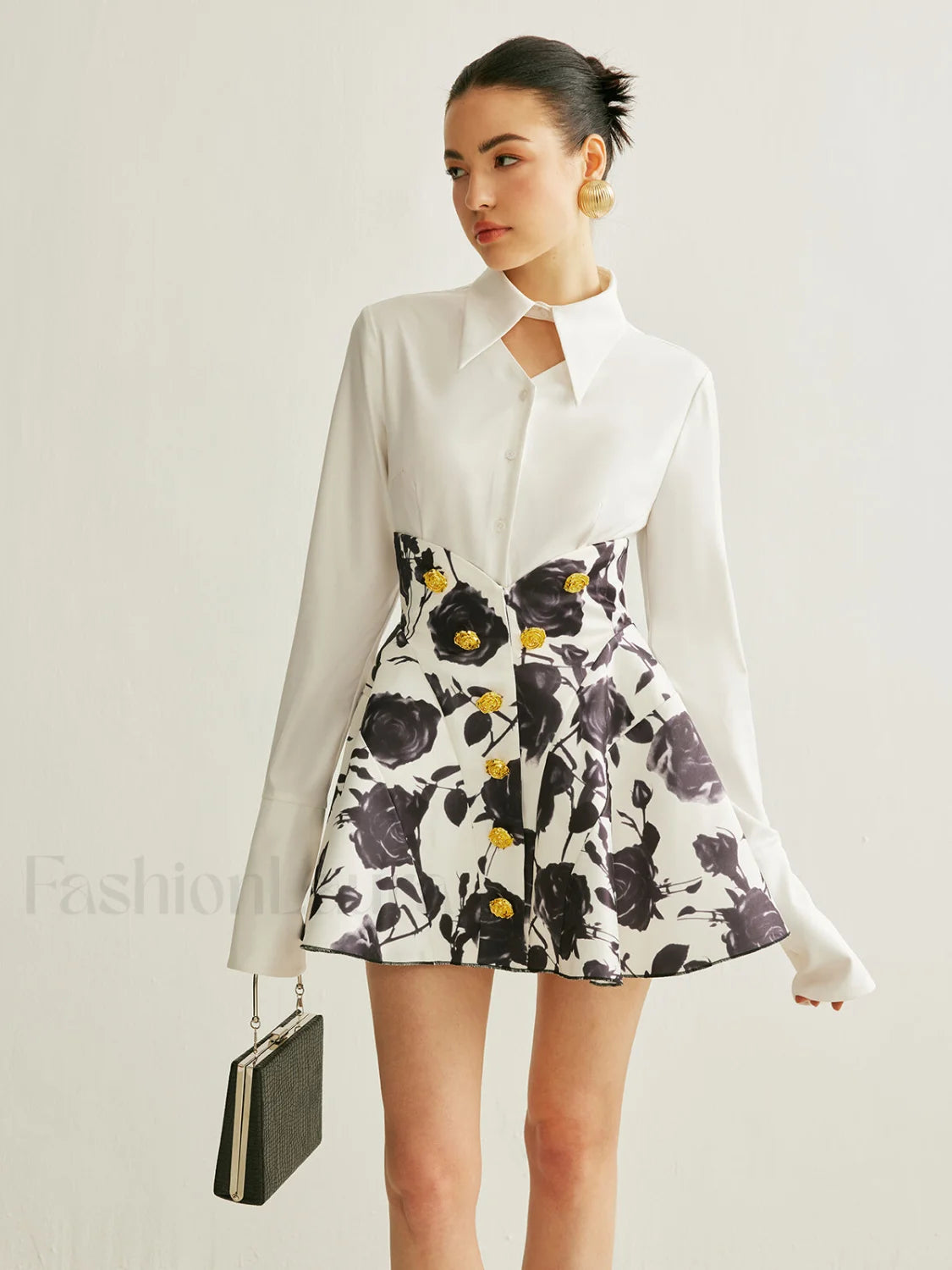 Floral Print Button-Detail Skirt Secondary image