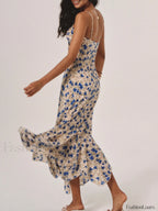 Floral Print Knotted Irregular Hem Long Dress Dresses