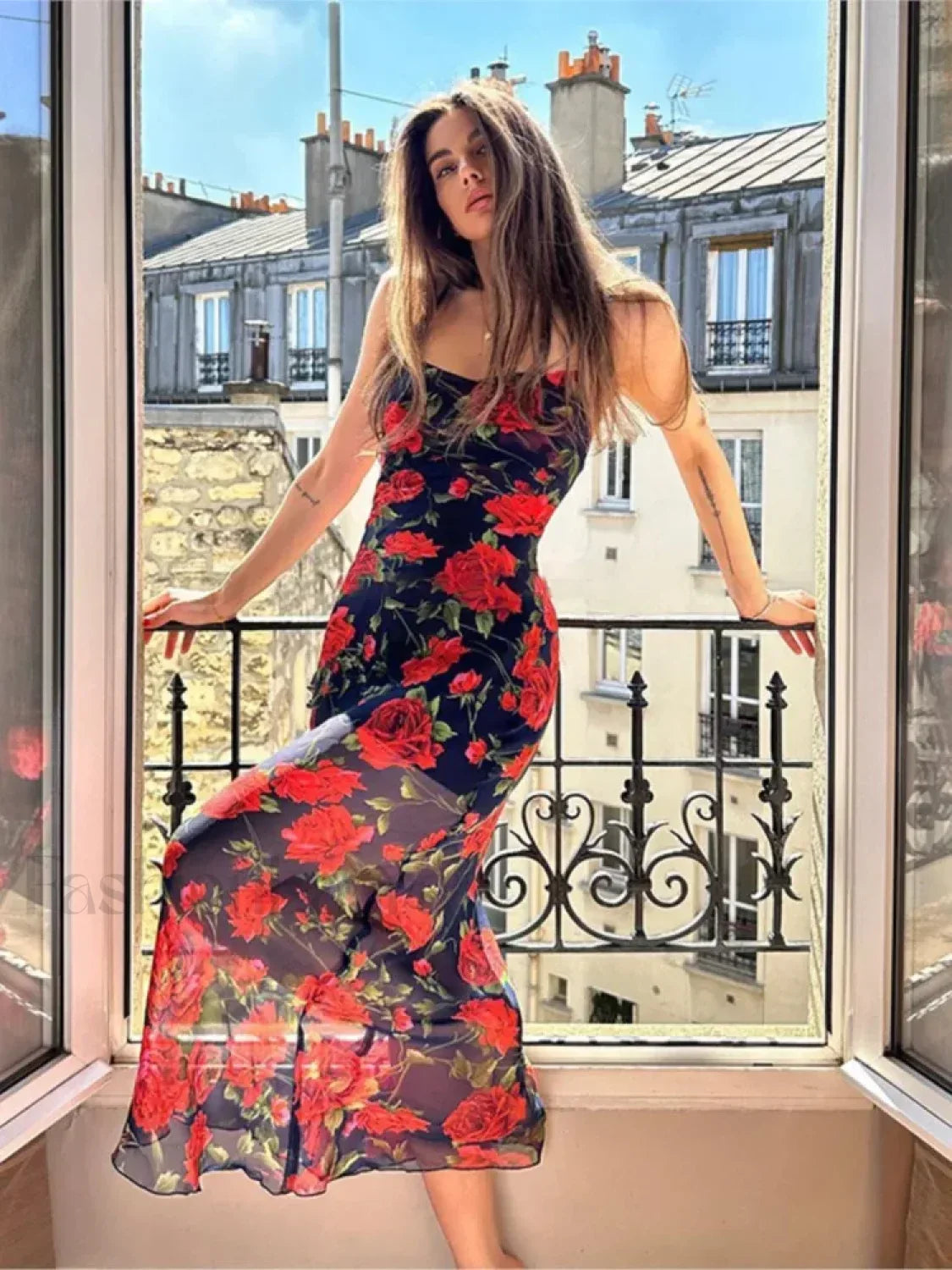 Floral Print Package Hip Bodycon Backless Slim Floral Dress Main image