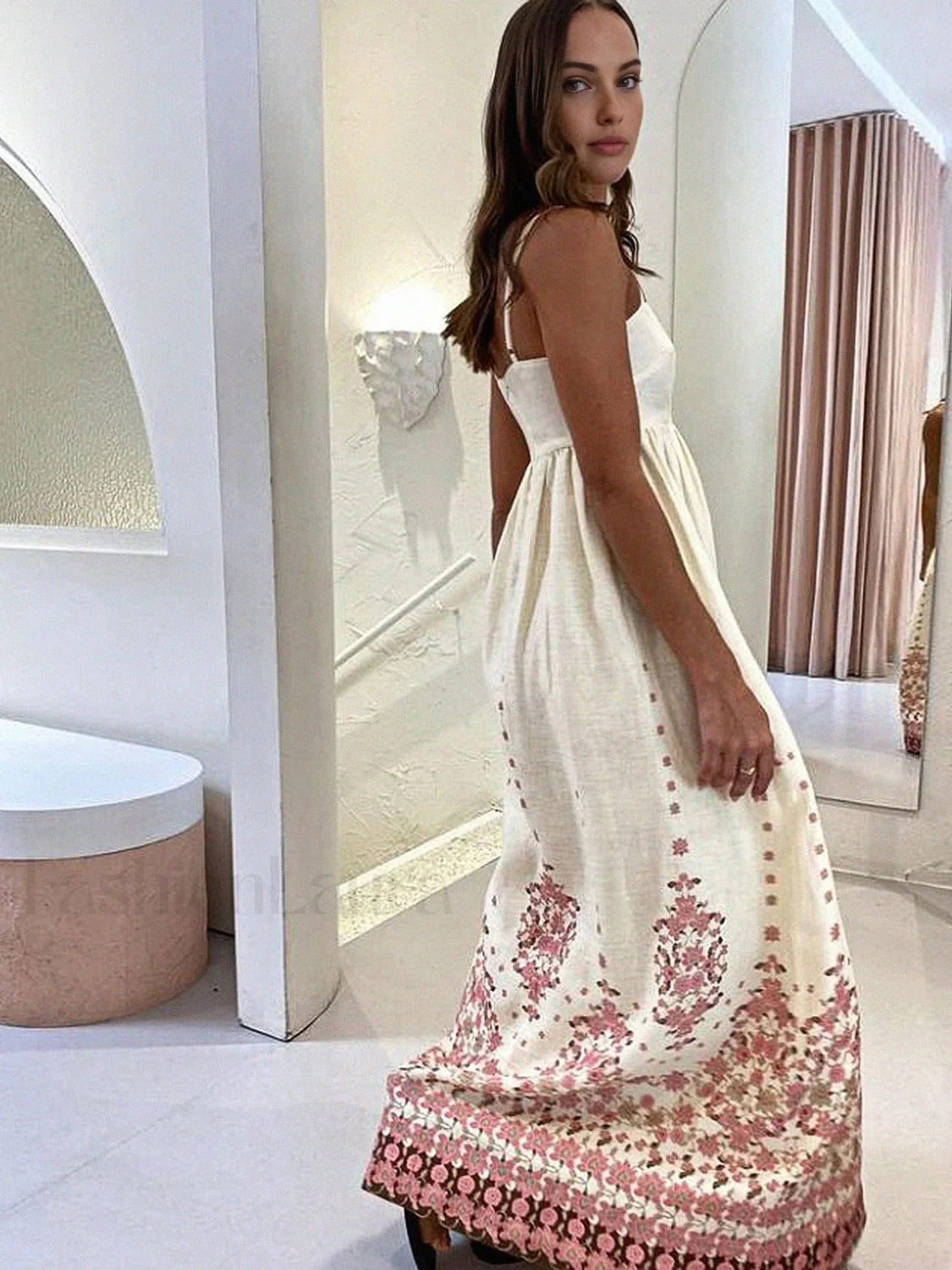 Floral Print Spaghetti Strap Long Dress Secondary image