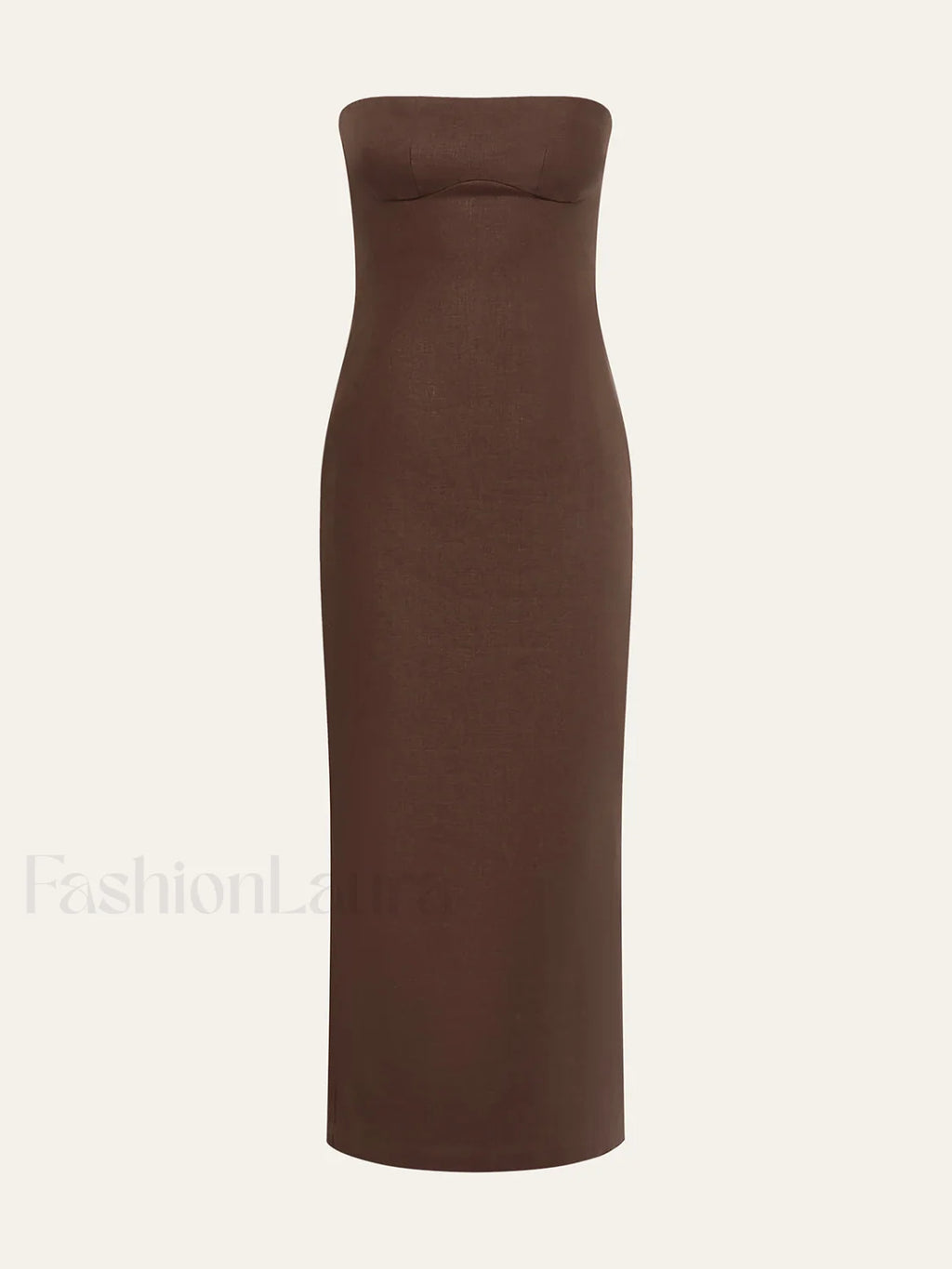 Floral Print Strapless Dress Brown / XS Dresses