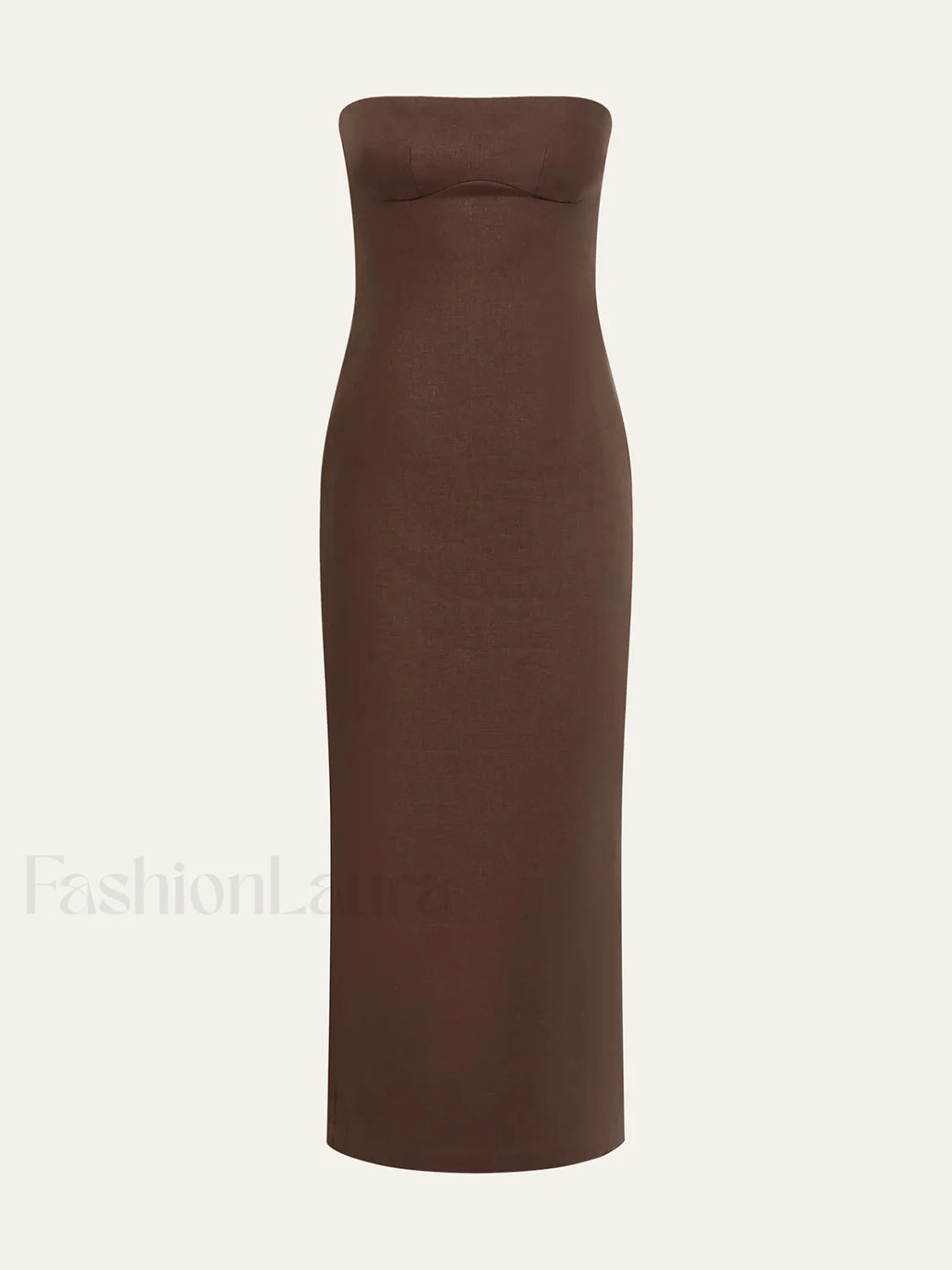 Floral Print Strapless Dress Brown / XS Dresses