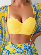 Floral Print Three Pieces Cover Up