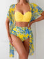 Floral Print Three Pieces Cover Up YELLOW / S