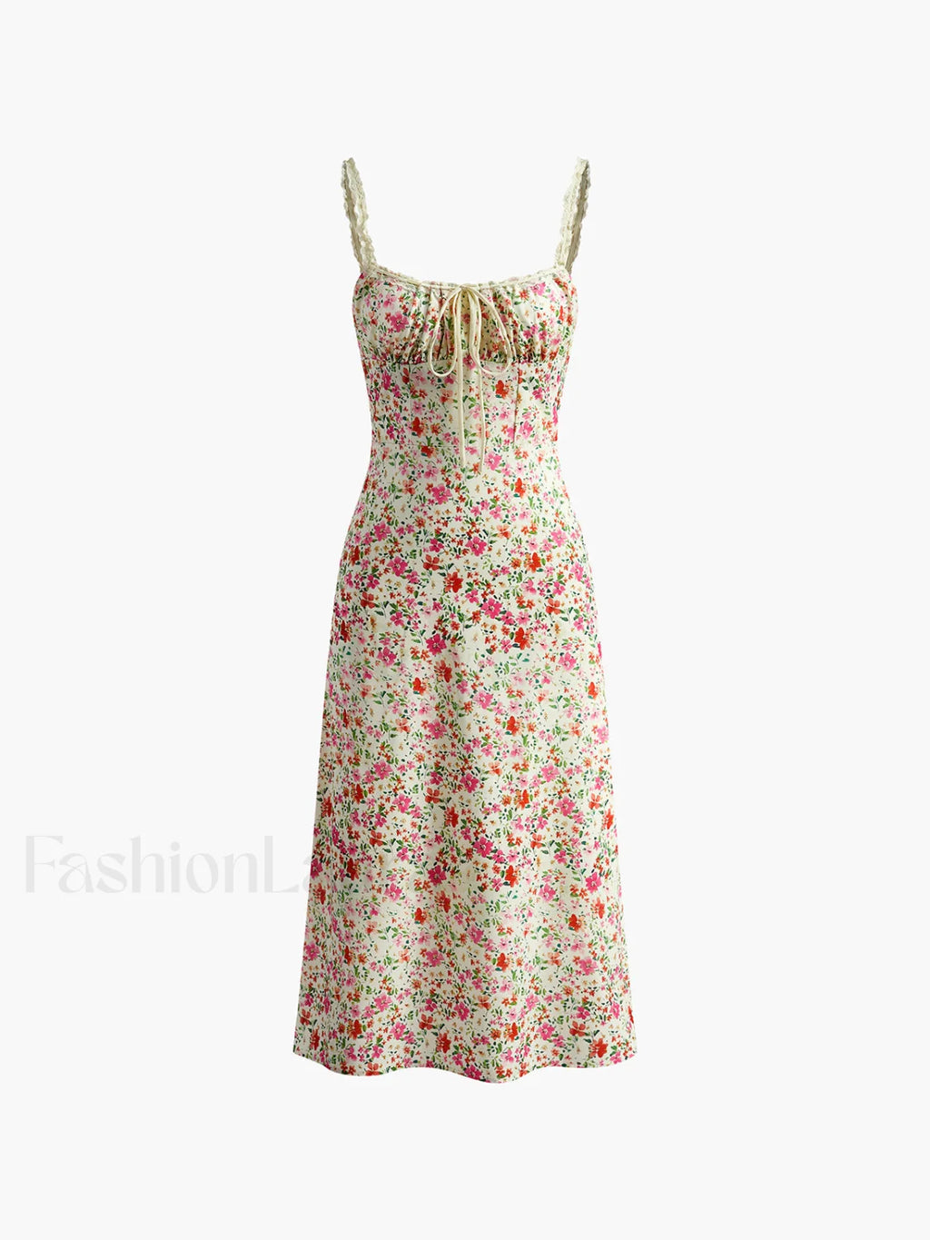Floral Print Trim Cami Midi Dress Dresses
