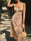 Floral Print Trim Cami Midi Dress Multicolor / XS Dresses