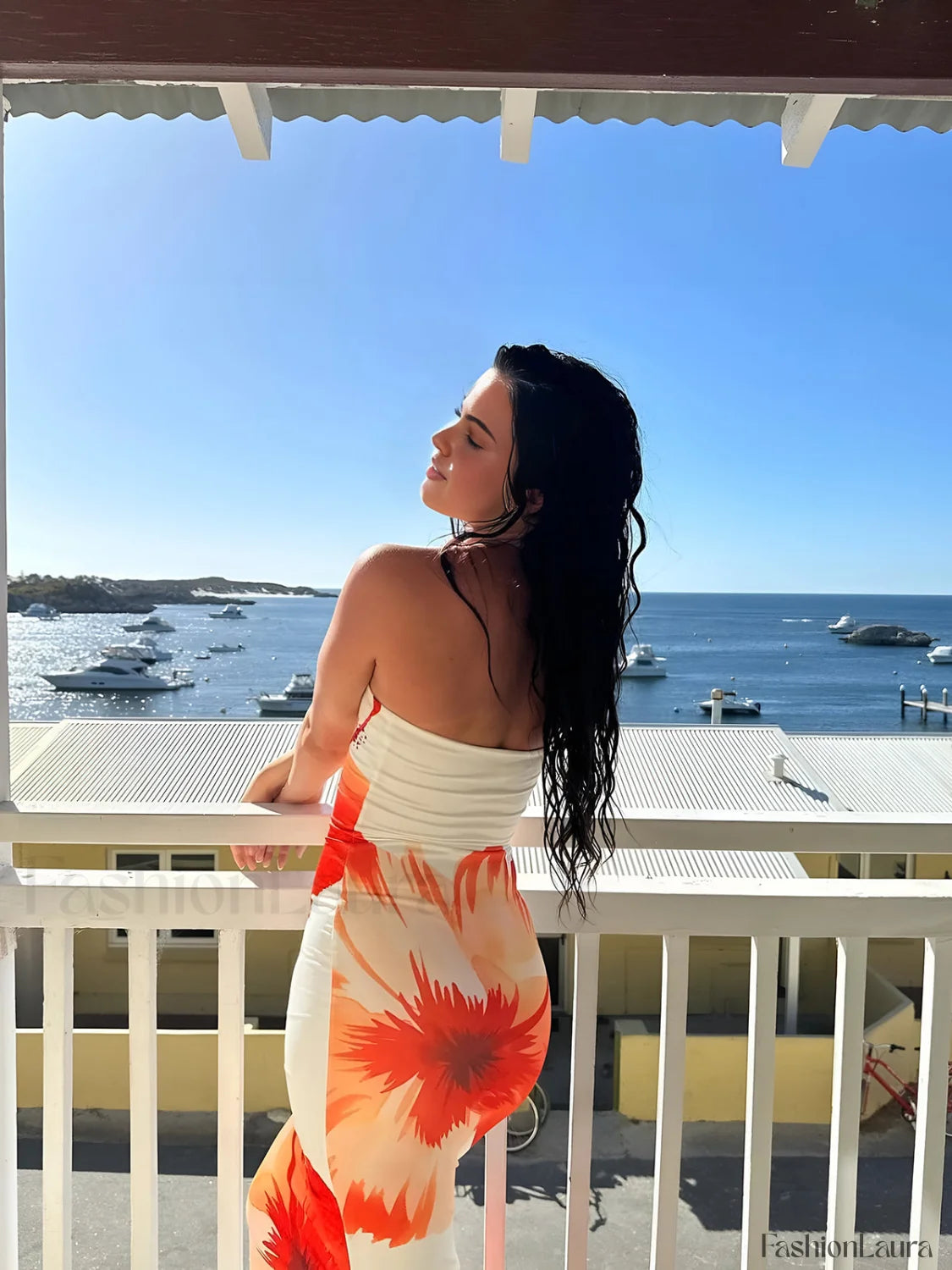 Floral Print Vacation Tube Long Dress Dresses