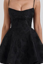 Floral Printed Backless U Neck Strappy A Line Mini Dress