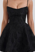 Floral Printed Backless U Neck Strappy A Line Mini Dress