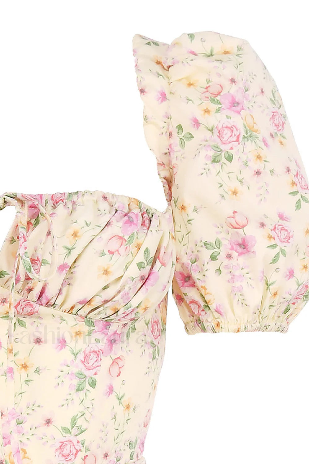 Floral Puff Sleeve Charming Boho Midi Dress