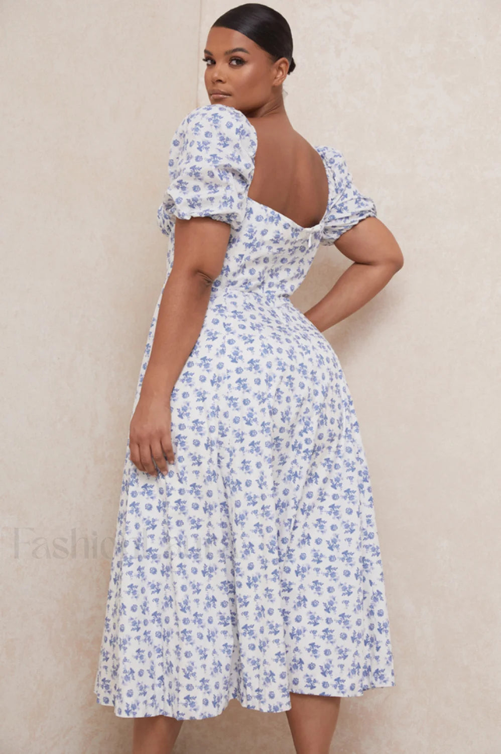 Floral Puff Sleeve Charming Boho Midi Dress Secondary image
