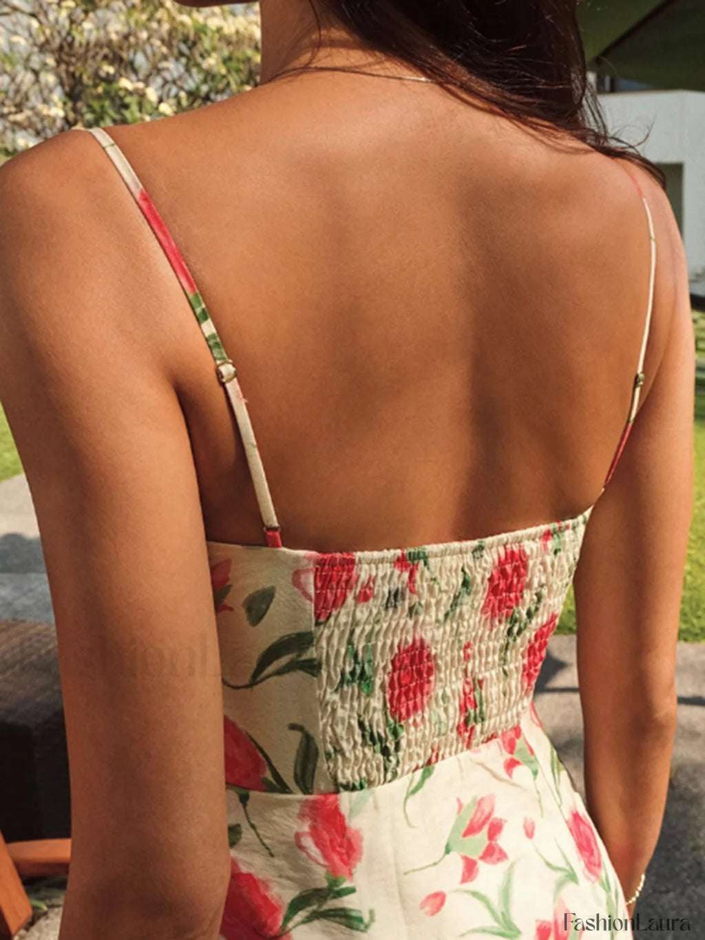 Floral Ruched Button Detail Dress Dresses