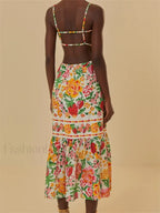 Floral Ruched Button Strap Maxi Dress